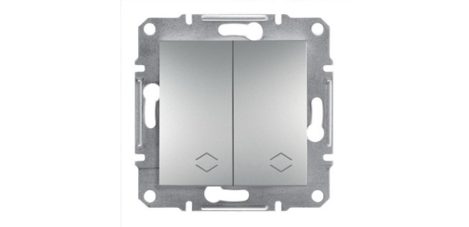 Вимикач 2-клавішний прохідний Asfora алюміній Вимикач 2-клавішний прохідний Asfora алюміній