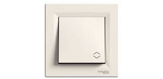Вимикач 1-клавішний прохідний Asfora крем