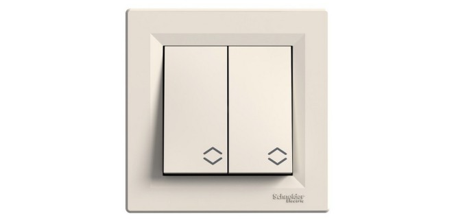 Вимикач 2-клавішний прохідний Asfora крем