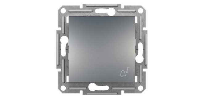 Вимикач 1-клавішний кнопковий «Дзвінок» самозажимний Asfora сталь