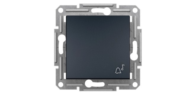 Вимикач 1-клавішний кнопковий «Дзвінок» самозажимний Asfora антрацит Вимикач 1-клавішний кнопковий «Дзвінок» самозажимний Asfora антрацит