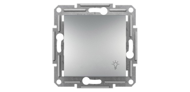Кнопковий вимикач із символом "Світло" самозажимний Asfora алюміній Кнопковий вимикач із символом "Світло" самозажимний Asfora алюміній
