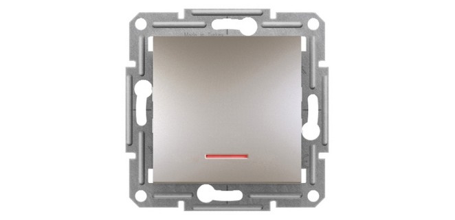 Вимикач 1-клавішний з підсвіткою самозажимний Asfora бронза Вимикач 1-клавішний з підсвіткою самозажимний Asfora бронза