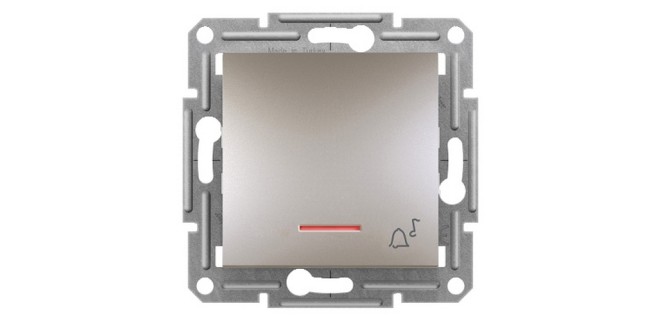 Вимикач 1-клавішний з підсвіткою кнопковий «Дзвінок» Asfora бронза Вимикач 1-клавішний з підсвіткою кнопковий «Дзвінок» Asfora бронза