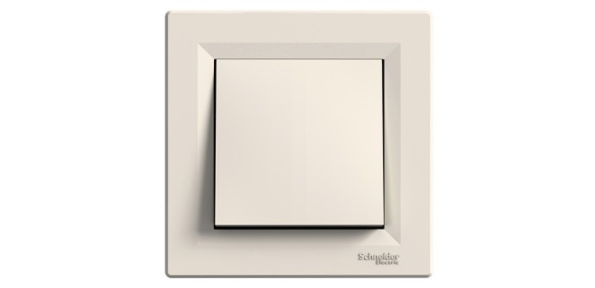 Вимикач 1-клавішний кнопковий самозажимний Asfora крем Вимикач 1-клавішний кнопковий самозажимний Asfora крем