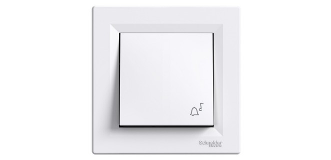 Кнопковий вимикач із символом "Світло" самозажимний Asfora білий