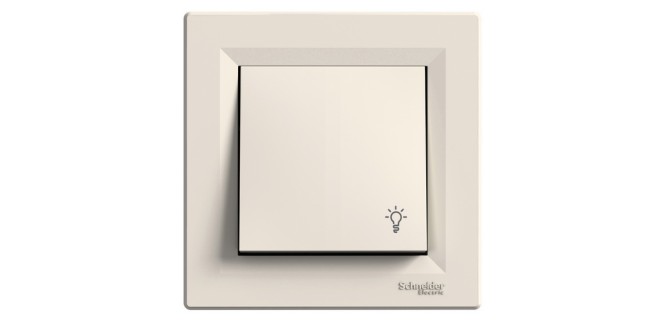 Кнопковий вимикач із символом "Світло" самозажимний Asfora крем