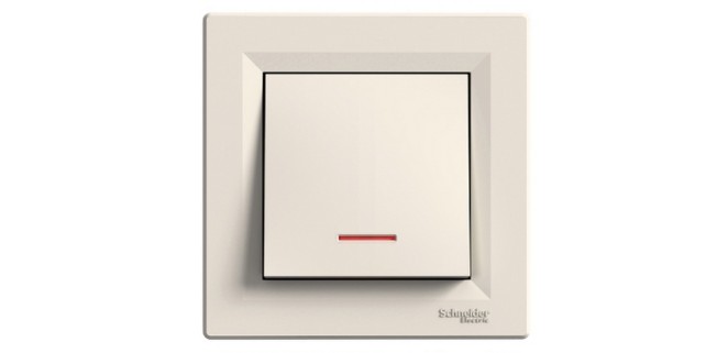 Вимикач 1-клавішний з підсвіткою самозажимний Asfora крем Вимикач 1-клавішний з підсвіткою самозажимний Asfora крем