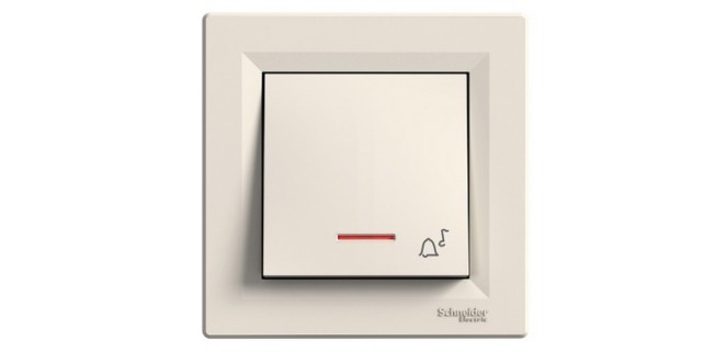 Вимикач 1-клавішний з підсвіткою кнопковий «Дзвінок» Asfora крем Вимикач 1-клавішний з підсвіткою кнопковий «Дзвінок» Asfora крем