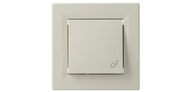 Вимикач 1-клавішний кнопковий «Дзвінок» самозажимний Asfora крем Вимикач 1-клавішний кнопковий «Дзвінок» самозажимний Asfora крем