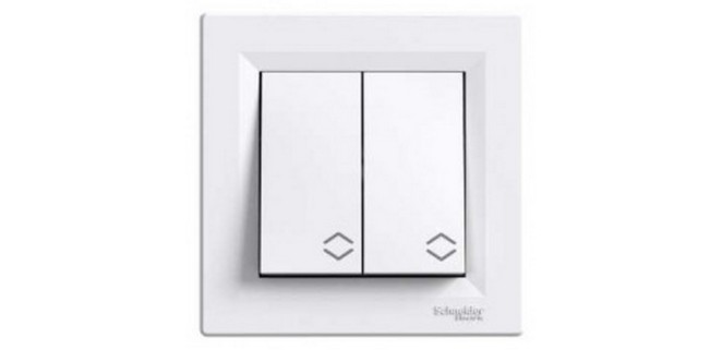 Вимикач 2-клавішний прохідний Asfora білий