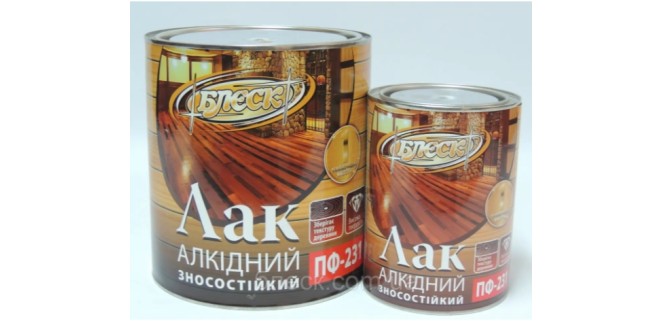 Лак алкідний зносостійкий глянцевий ПФ-231 0,7 кг (ж/б 1 л) ТМ Блеск