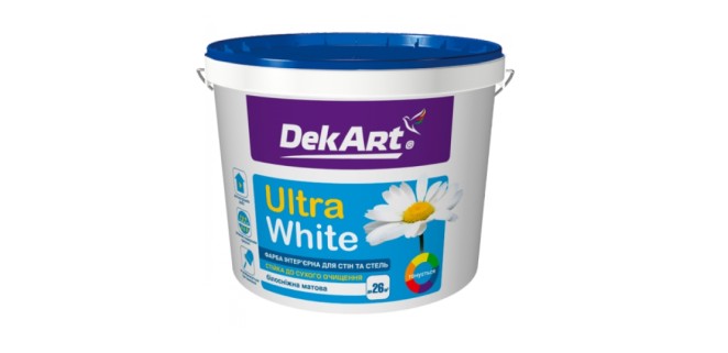 Фарба інтер’єрна для стін та стель білосніжна DekART Ultra White 20 кг