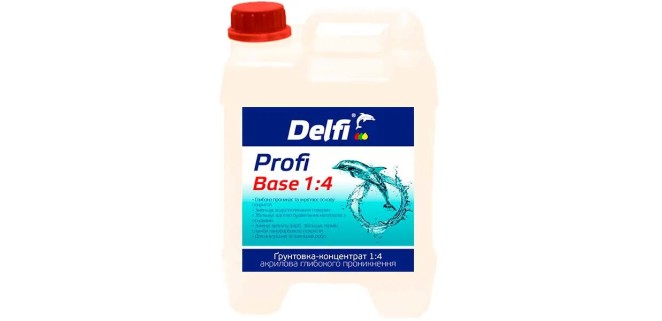 Ґрунтовка-концентрат 1:4 акрилова глибокого проникнення Profi Base Delfi, 2 л Ґрунтовка-концентрат 1:4 акрилова глибокого проникнення Profi Base Delfi, 2 л