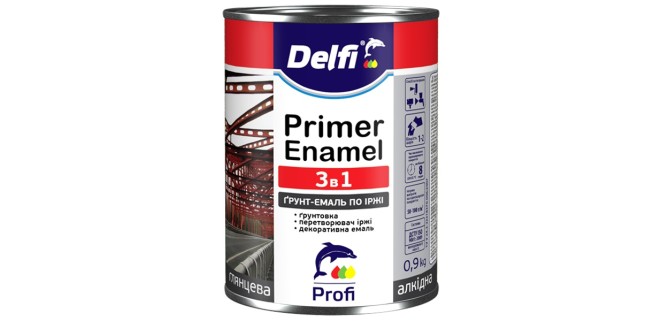 Ґрунт-емаль по іржі 3 в 1 Delfi чорна матова, 0,9 кг