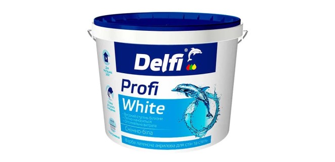 Фарба латексна акрилова для стін та стель Profi White Delfi 1,4 кг