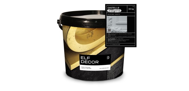 Castello Transparent  Вайт Силікон декоративне покриття  Elf Decor 15 кг, 1,8-2,5 кг/м.кв.