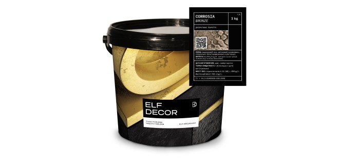Corrosia Bronze (бронза) Коррозія декоративна штукатурка  Elf Decor 1 кг, 2,0-2,5 м2/кг