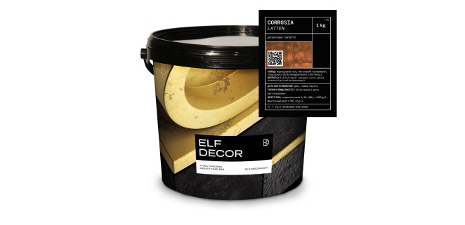 Corrosia Latten (латунь) Коррозія декоративна штукатурка  Elf Decor 1 кг, 2,0-2,5 м2/кг