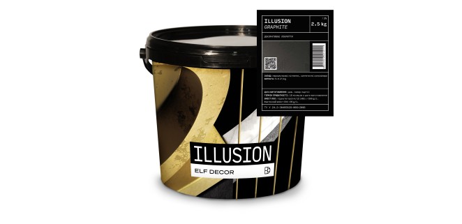 Illusion Fantasy Ілюзіон Фантазія декоративна фарба  Elf Decor GRAPHITE 2,5 кг, 6 кг/м2
