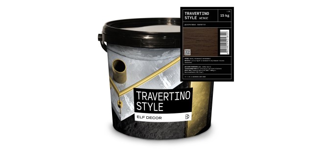 Travertino Style Wenge Травертин Стайл Коричнева декоративна штукатурка Elf Decor 15 кг, 1,8-2,2 к/м2