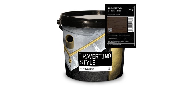 Travertino Style Wenge Травертин Стайл Коричнева декоративна штукатурка Elf Decor 5 кг, 1,8-2,2 к/м2