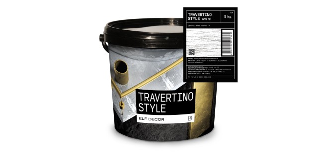 Travertino Style White Травертин Стайл Біла декоративна штукатурка Elf Decor 5 кг, 1,8-2,2 к/м2