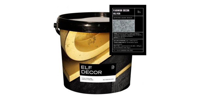 Лак декоративний Elf Decor Varnish Decor Silver 1 л, 10-12 м2/л Лак декоративний Elf Decor Varnish Decor Silver 1 л, 10-12 м2/л