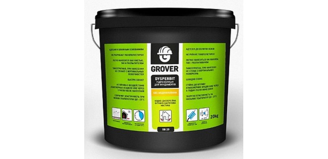 Grover Dysperbit бітумно-каучуковий праймер для гідроізоляції фундаментів 20 кг