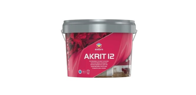 Eskaro Akrit 12 миюча зносостійка напівматова фарба для стін 2,85 л Eskaro Akrit 12 миюча зносостійка напівматова фарба для стін 2,85 л