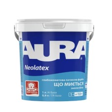 Фарба зносостійка глибокоматова інтер'єрна Aura Neolatex біла, 1 л