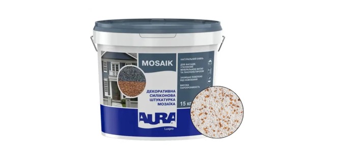 Декоративна силіконова штукатурка мозаїка (байрамікс) Aura Luxpro Mosaik М15, колір B221, 1,5 мм, 15 кг