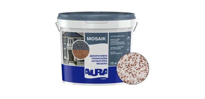 Декоративна силіконова штукатурка мозаїка (байрамікс) Aura Luxpro Mosaik М15, колір B222, 1,5 мм, 15 кг