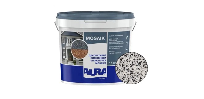 Декоративна силіконова штукатурка мозаїка (байрамікс) Aura Luxpro Mosaik М15, колір B225, 1,5 мм, 15 кг