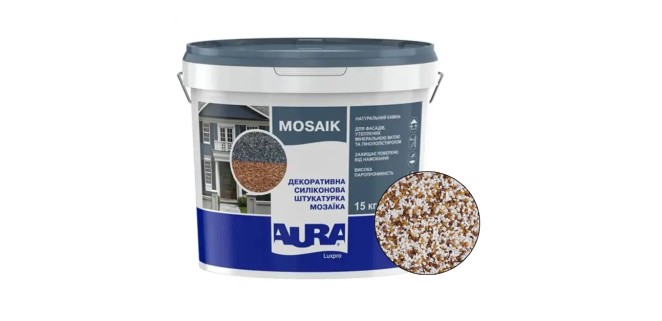Декоративна силіконова штукатурка мозаїка (байрамікс) Aura Luxpro Mosaik М15, колір B231, 1,5 мм, 15 кг