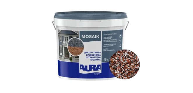 Декоративна силіконова штукатурка мозаїка (байрамікс) Aura Luxpro Mosaik М15, колір B233, 1,5 мм, 15 кг Декоративна силіконова штукатурка мозаїка (байрамікс) Aura Luxpro Mosaik М15, колір B233, 1,5 мм, 15 кг
