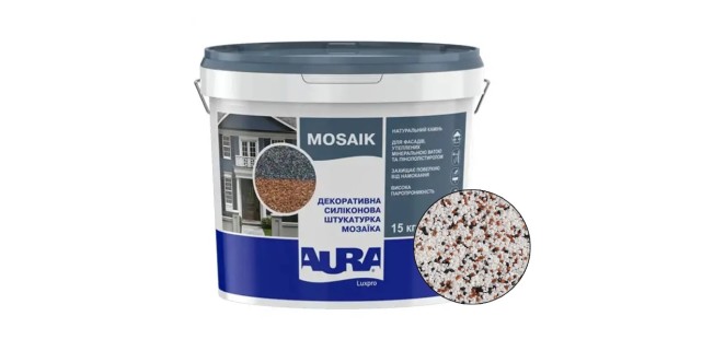 Декоративна силіконова штукатурка мозаїка (байрамікс) Aura Luxpro Mosaik М15, колір B235, 1,5 мм, 15 кг