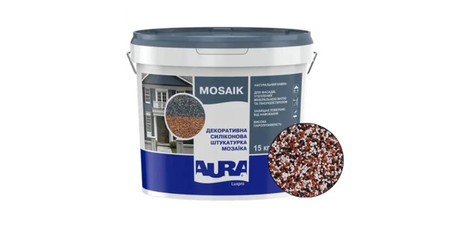 Декоративна силіконова штукатурка мозаїка (байрамікс) Aura Luxpro Mosaik М15, колір B237, 1,5 мм, 15 кг