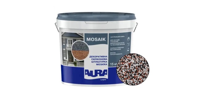Декоративна силіконова штукатурка мозаїка (байрамікс) Aura Luxpro Mosaik М15, колір B242, 1,5 мм, 15 кг Декоративна силіконова штукатурка мозаїка (байрамікс) Aura Luxpro Mosaik М15, колір B242, 1,5 мм, 15 кг