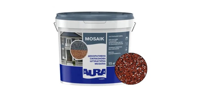 Декоративна силіконова штукатурка мозаїка (байрамікс) Aura Luxpro Mosaik М15, колір B247, 1,5 мм, 15 кг Декоративна силіконова штукатурка мозаїка (байрамікс) Aura Luxpro Mosaik М15, колір B247, 1,5 мм, 15 кг