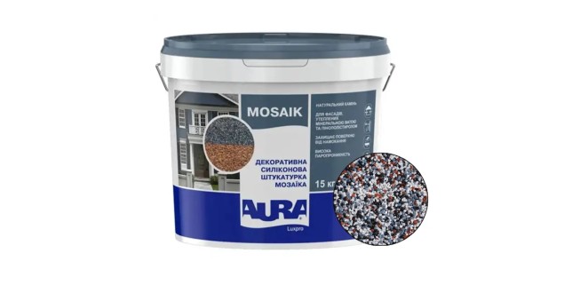 Декоративна силіконова штукатурка мозаїка (байрамікс) Aura Luxpro Mosaik М15, колір B249, 1,5 мм, 15 кг