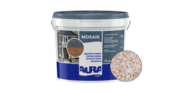 Декоративна силіконова штукатурка мозаїка (байрамікс) Aura Luxpro Mosaik М10, колір S127, 1,0 мм, 15 кг
