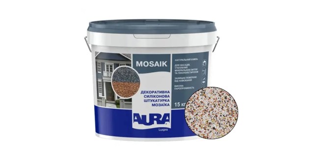 Декоративна силіконова штукатурка мозаїка (байрамікс) Aura Luxpro Mosaik М10, колір S129, 1,0 мм, 15 кг Декоративна силіконова штукатурка мозаїка (байрамікс) Aura Luxpro Mosaik М10, колір S129, 1,0 мм, 15 кг