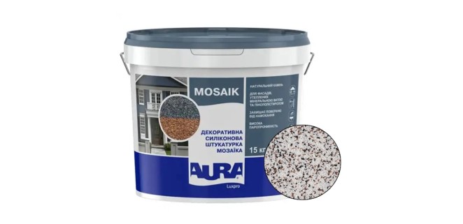 Декоративна силіконова штукатурка мозаїка (байрамікс) Aura Luxpro Mosaik М10, колір S130, 1,0 мм, 15 кг Декоративна силіконова штукатурка мозаїка (байрамікс) Aura Luxpro Mosaik М10, колір S130, 1,0 мм, 15 кг