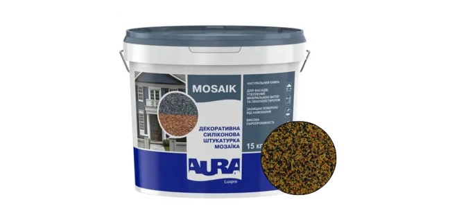 Декоративна силіконова штукатурка мозаїка (байрамікс) Aura Luxpro Mosaik М10, колір S134, 1,0 мм, 15 кг Декоративна силіконова штукатурка мозаїка (байрамікс) Aura Luxpro Mosaik М10, колір S134, 1,0 мм, 15 кг