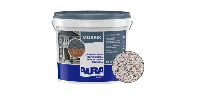 Декоративна силіконова штукатурка мозаїка (байрамікс) Aura Luxpro Mosaik М10, колір S140, 1,0 мм, 15 кг