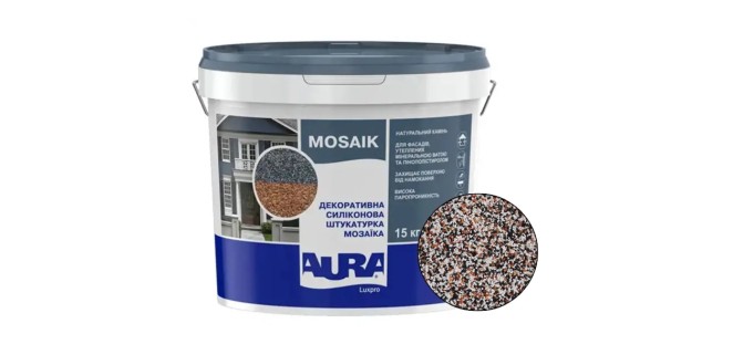 Декоративна силіконова штукатурка мозаїка (байрамікс) Aura Luxpro Mosaik М10, колір S145, 1,0 мм, 15 кг Декоративна силіконова штукатурка мозаїка (байрамікс) Aura Luxpro Mosaik М10, колір S145, 1,0 мм, 15 кг