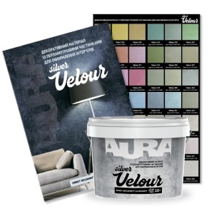 Декоративне покриття Aura Velour Silver з ефектом оксамиту та велюру срібне 5 л (5,95 кг)
