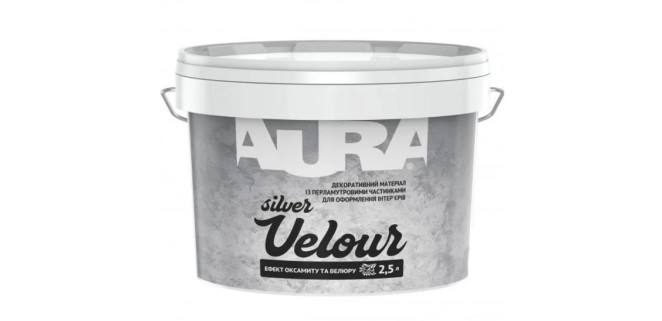 Декоративне покриття Aura Velour Silver з ефектом оксамиту та велюру срібне 2,5 л (3 кг) Декоративне покриття Aura Velour Silver з ефектом оксамиту та велюру срібне 2,5 л (3 кг)