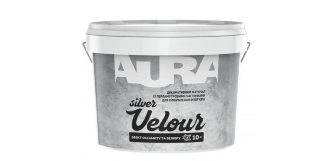 Декоративне покриття Aura Velour Silver з ефектом оксамиту та велюру срібне 10 л (11,9 кг)